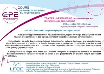 27ème Cours de Perfectionnement en Epileptologie BORDEAUX 2011