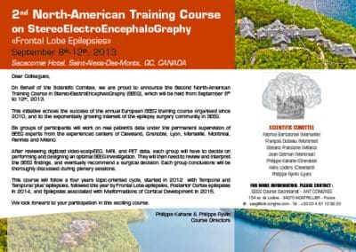 2ND NORTH-AMERICAN TRAINING COURSE ON STEREOELECTROENCEPHALOGRAPHY SACACOMIE 2013
