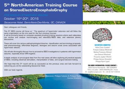 5TH NORTH-AMERICAN TRAINING COURSE ON STEREOELECTROENCEPHALOGRAPHY SACACOMIE